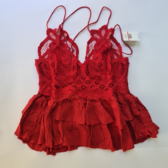 Free People Adella Womens Cami in Red - Picture 2 of 11